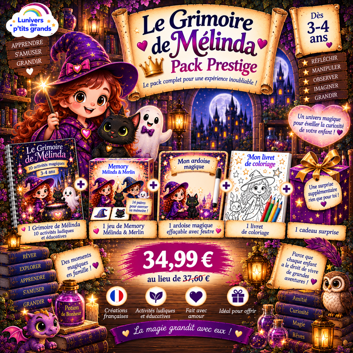 🧙 PACK LE GRIMOIRE DE MÉLINDA – 3-4 ANS