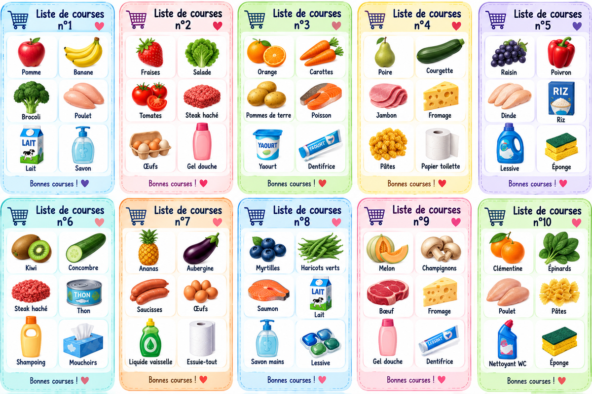 đ MES PETITES COURSES â PDF IMPRIMABLE