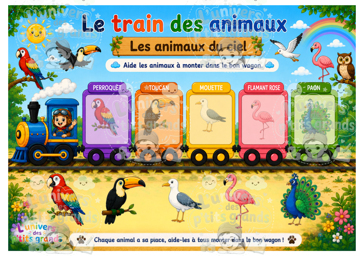 🚂🐾 Le Train des Animaux – 5 fiches A4