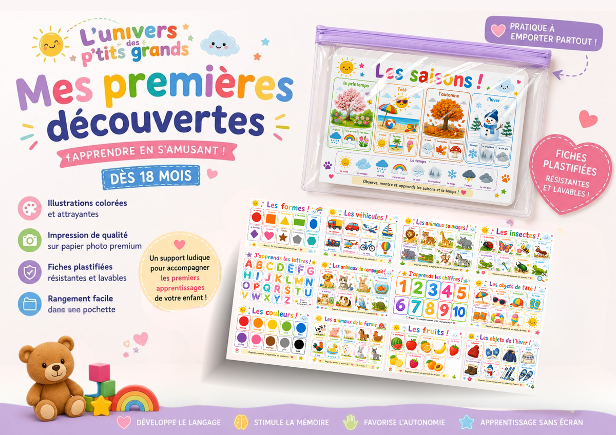 🌈 Mes Premières Découvertes – (Set éducatif plastifié)