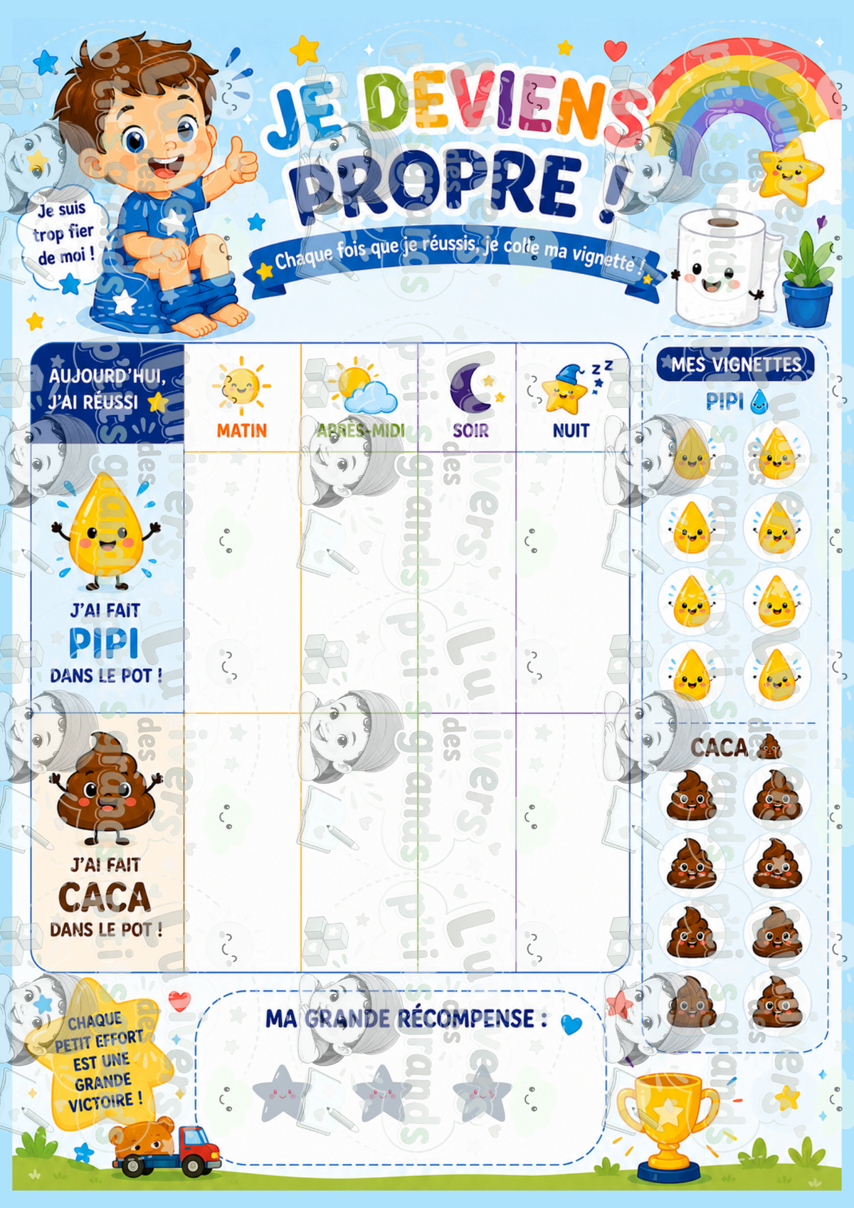 🚽 Je deviens propre ! – Tableau éducatif
