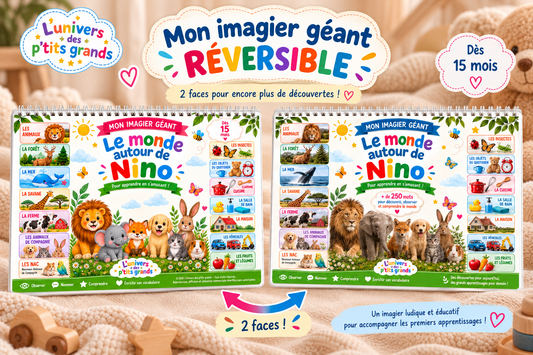 🌍 L’IMAGIER GÉANT RÉVERSIBLE – PERSONNALISÉ AVEC LE PRÉNOM DE VOTRE ENFANT