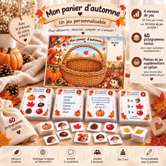 🍂 MON PANIER D’AUTOMNE – JEU ÉDUCATIF ÉVOLUTIF ET PERSONNALISÉ
