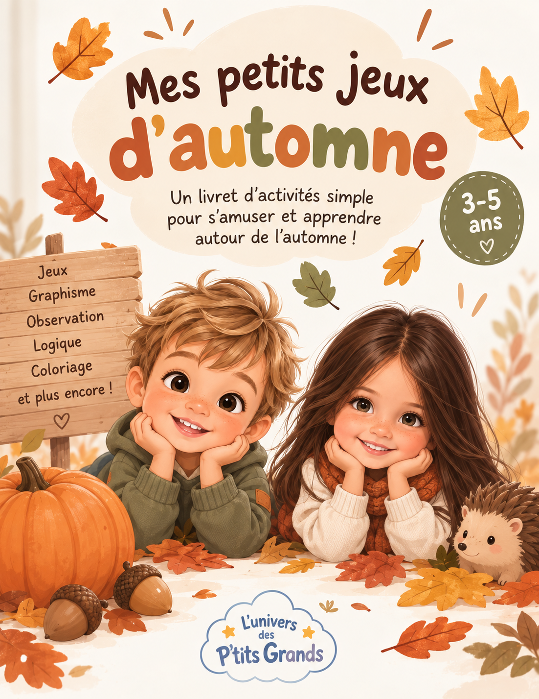 Livret d'activités automne 3-5 ans – 20 jeux éducatifs maternelle ( prêt à jouer)