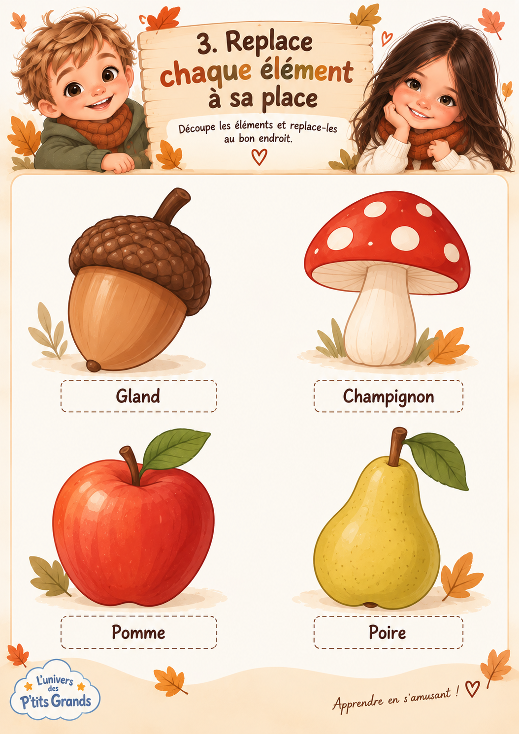 Livret d'activités automne 3-5 ans – 20 jeux éducatifs maternelle ( prêt à jouer)