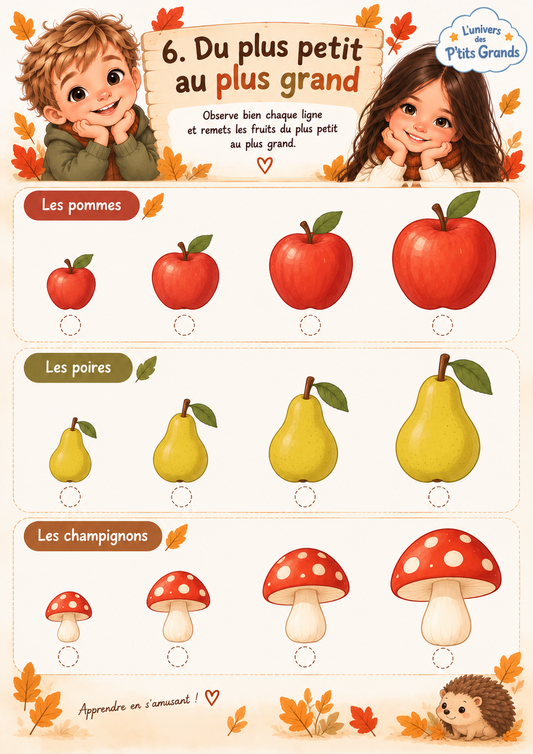 Livret d'activités automne 3-5 ans – 20 jeux éducatifs maternelle ( prêt à jouer)