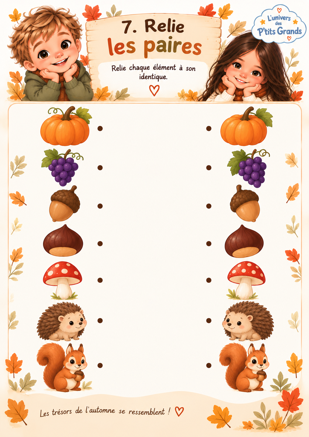 Livret d'activités automne 3-5 ans – 20 jeux éducatifs maternelle ( prêt à jouer)