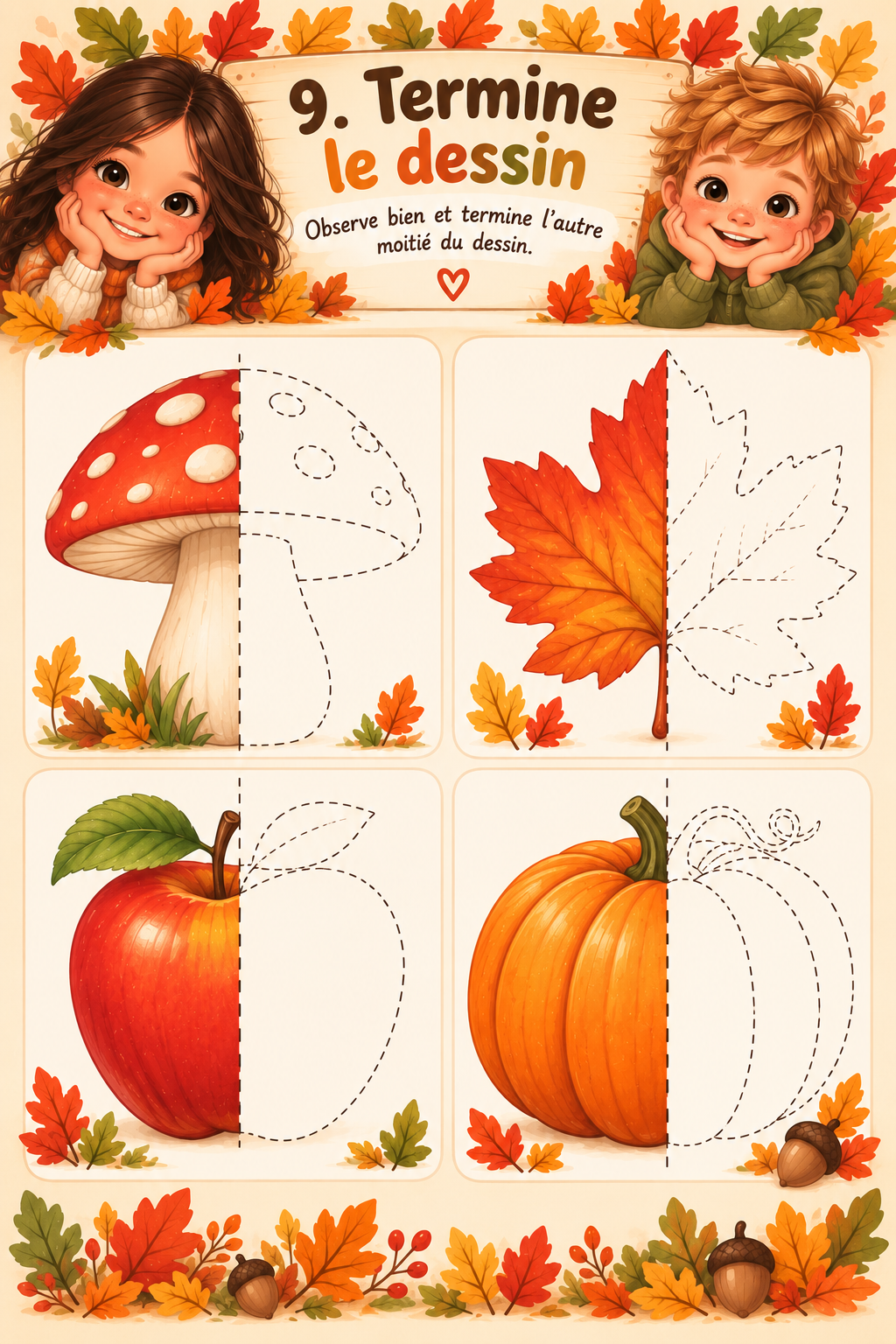 Livret d'activités automne 3-5 ans – 20 jeux éducatifs maternelle ( prêt à jouer)