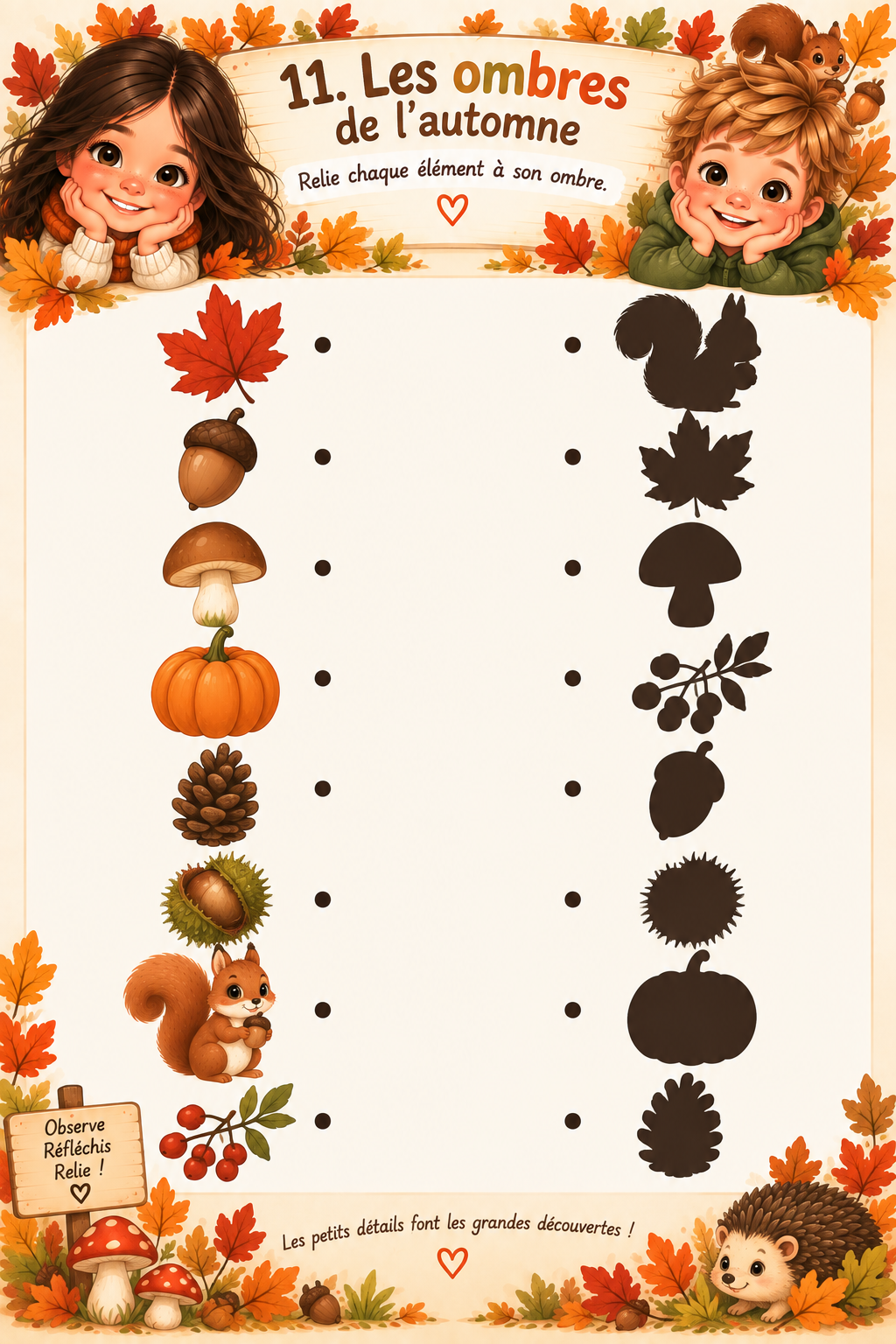 Livret d'activités automne 3-5 ans – 20 jeux éducatifs maternelle ( prêt à jouer)