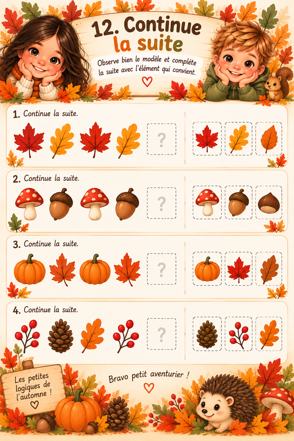 Livret d'activités automne 3-5 ans – 20 jeux éducatifs maternelle ( prêt à jouer)
