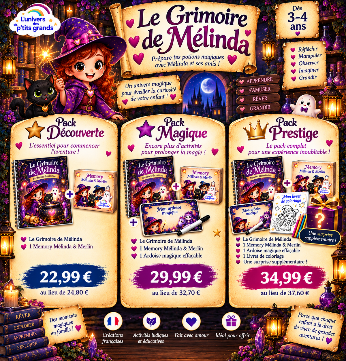 🧙 PACK LE GRIMOIRE DE MÉLINDA – 3-4 ANS
