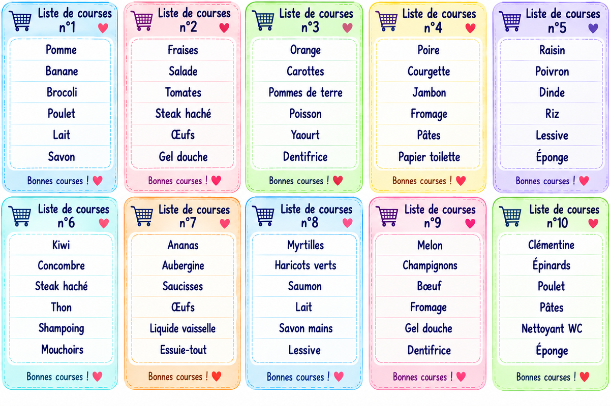 🛒 MES PETITES COURSES – PDF IMPRIMABLE