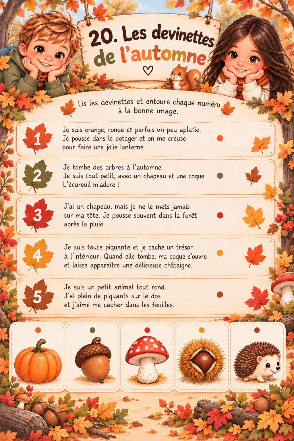Livret d'activités automne 3-5 ans – 20 jeux éducatifs maternelle ( prêt à jouer)