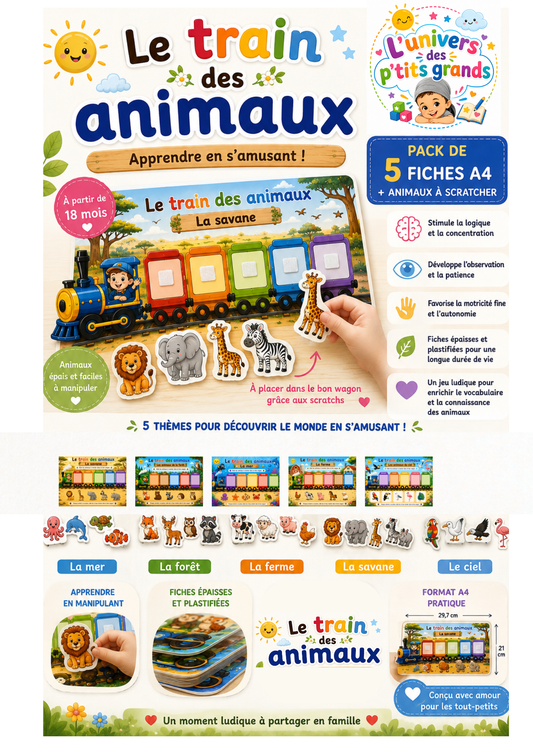 🚂🐾 Le Train des Animaux – 5 fiches A4