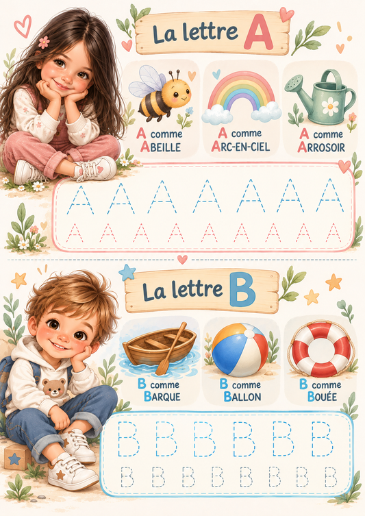 🌈 La Ronde des Lettres – Mon premier carnet d’écriture personnalisé