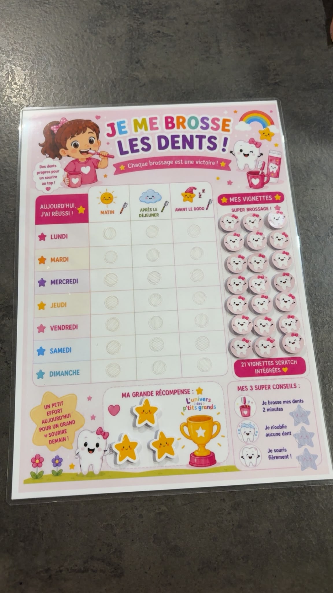 🦷✨ Je me brosse les dents – Le tableau ludique qui donne envie de sourire ! 👦👧