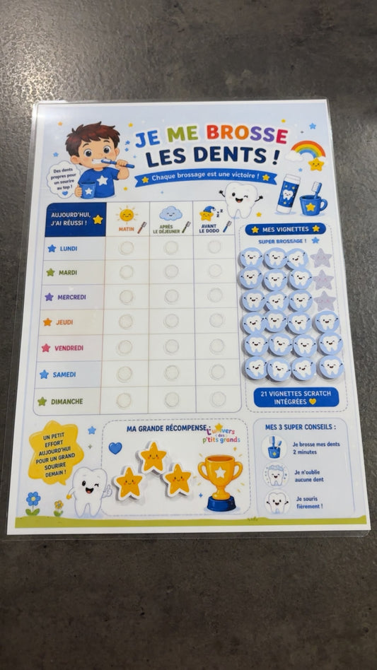 🦷✨ Je me brosse les dents – Le tableau ludique qui donne envie de sourire ! 👦👧