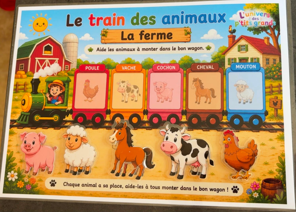 🚂🐾 Le Train des Animaux – 5 fiches A4