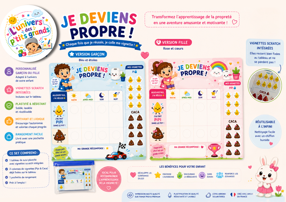🚽 Je deviens propre ! – Tableau éducatif
