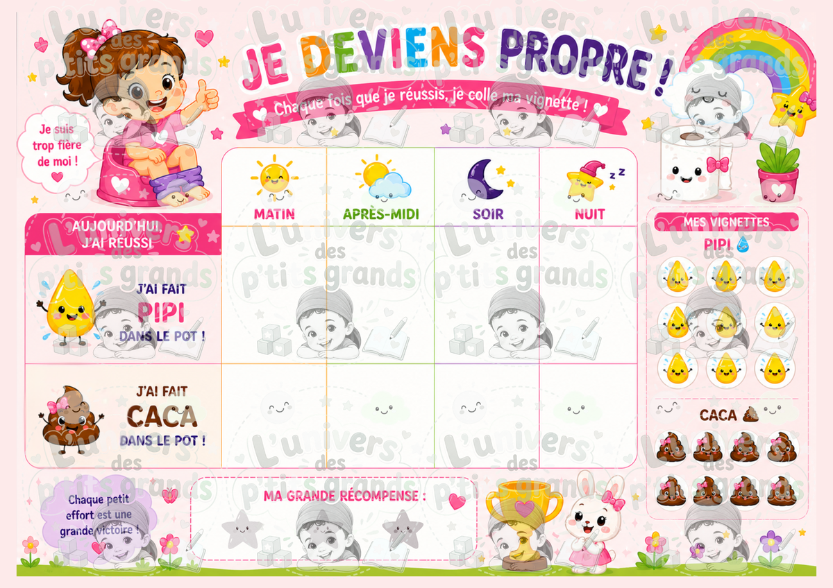 🚽 Je deviens propre ! – Tableau éducatif