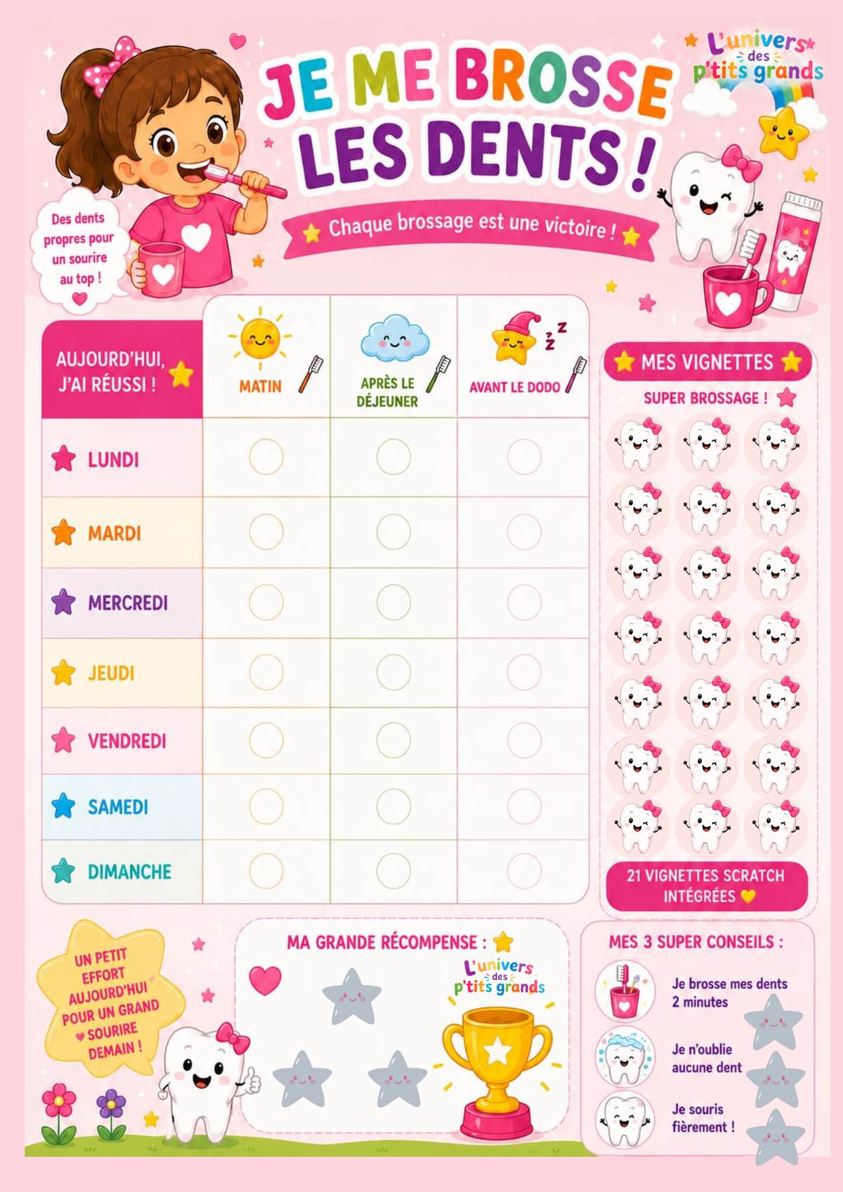 🦷✨ Je me brosse les dents – Le tableau ludique qui donne envie de sourire ! 👦👧