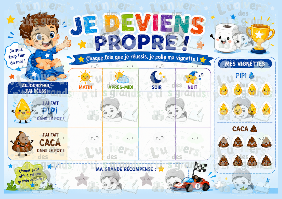 🚽 Je deviens propre ! – Tableau éducatif